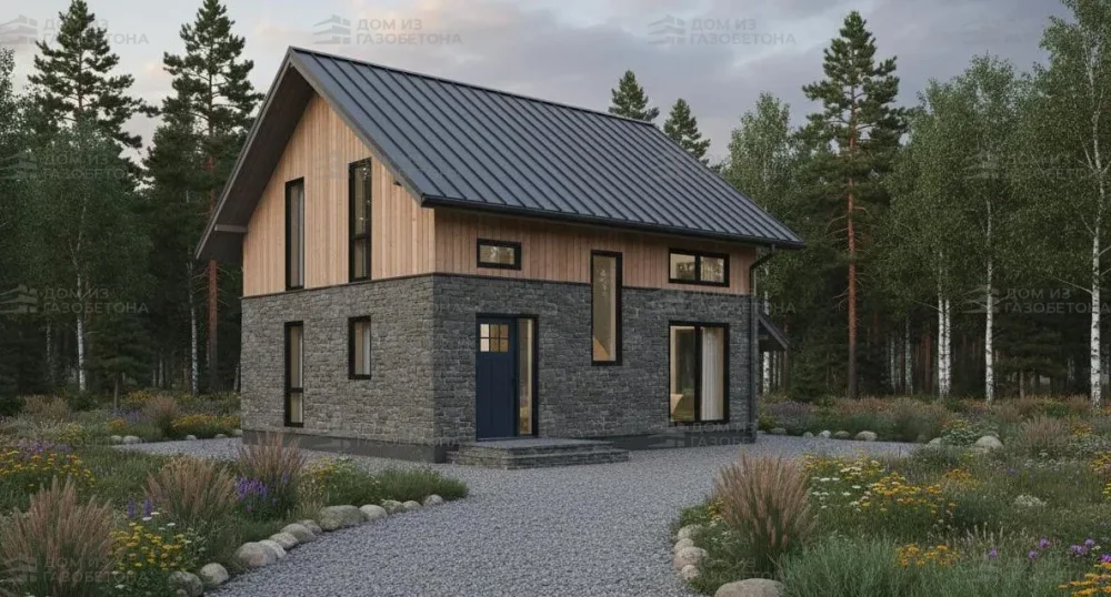 Проект Двухэтажный дом 10 на 7, 98 м2